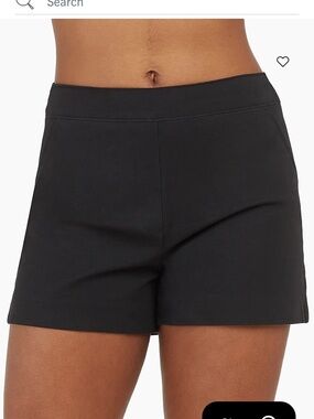 SPANX Black High-Waist Polished Stretch Cotton Shorts - Large